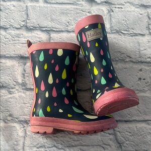 Hatley Kids Rain Boots - Pink and Multicolor Raindrop